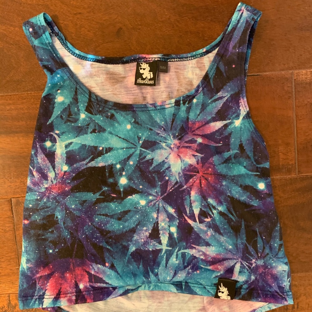 Tie dye weed cropped tank
